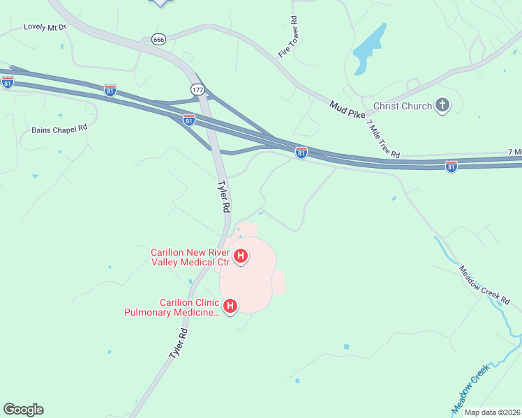 map of restaurants, bars, coffee shops, grocery stores, and more near 2777-2845 Tyler Lane in Christiansburg