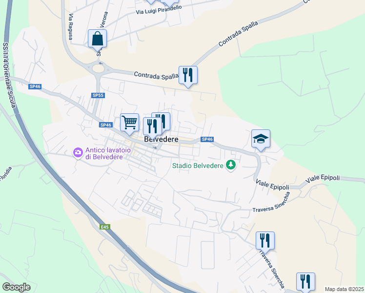 map of restaurants, bars, coffee shops, grocery stores, and more near 10 Via Muzio Scevola in Belvedere