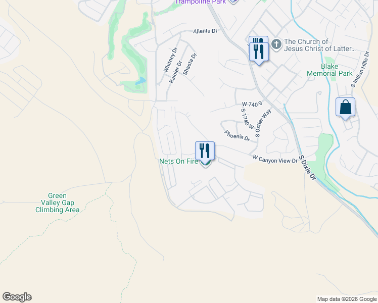 map of restaurants, bars, coffee shops, grocery stores, and more near 860 South Village Road in St. George