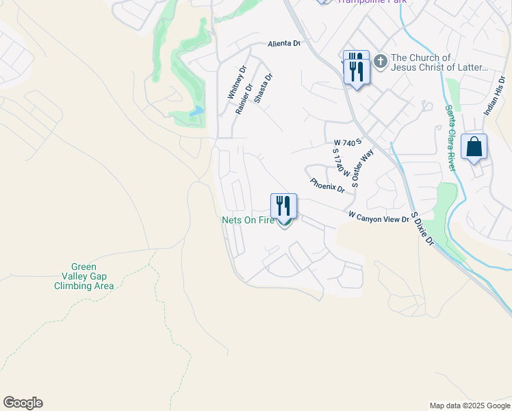 map of restaurants, bars, coffee shops, grocery stores, and more near 860 South Village Road in St. George