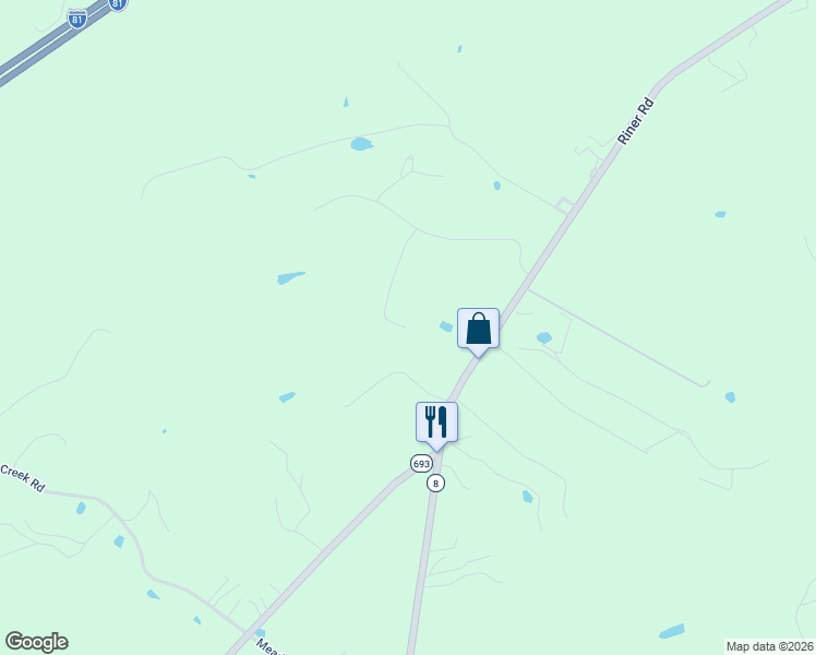 map of restaurants, bars, coffee shops, grocery stores, and more near 2025 Wetherburn Road in Christiansburg