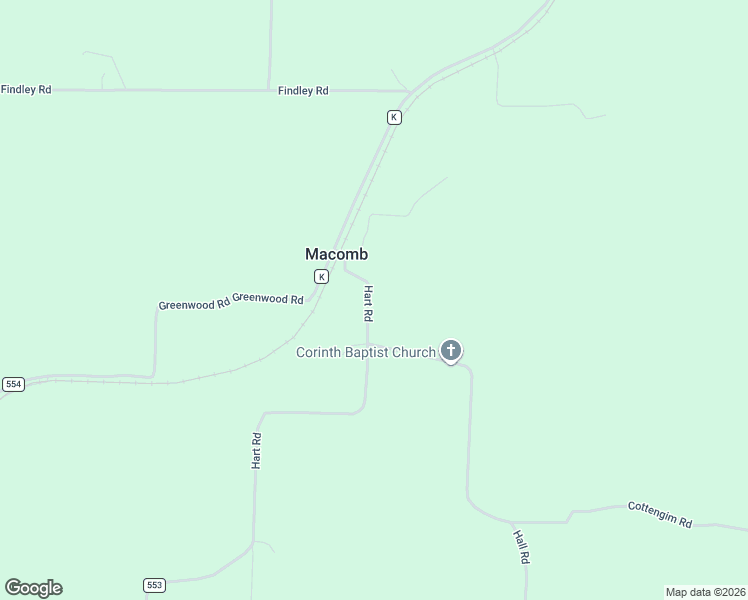 map of restaurants, bars, coffee shops, grocery stores, and more near 1174-1178 Hart Road in Macomb