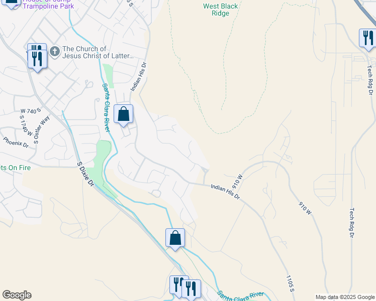 map of restaurants, bars, coffee shops, grocery stores, and more near 1098 West Cresole Drive in St. George