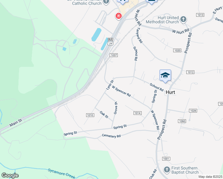 map of restaurants, bars, coffee shops, grocery stores, and more near 241 West Spencer Road in Hurt