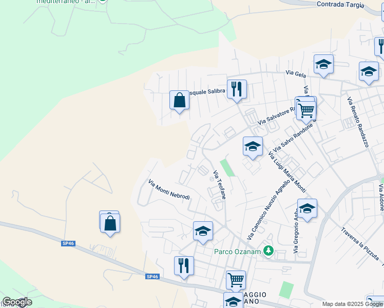 map of restaurants, bars, coffee shops, grocery stores, and more near 1 Via Natale Bonajuto in Siracusa