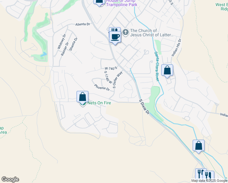 map of restaurants, bars, coffee shops, grocery stores, and more near 1618 South Canyon View Drive in St. George