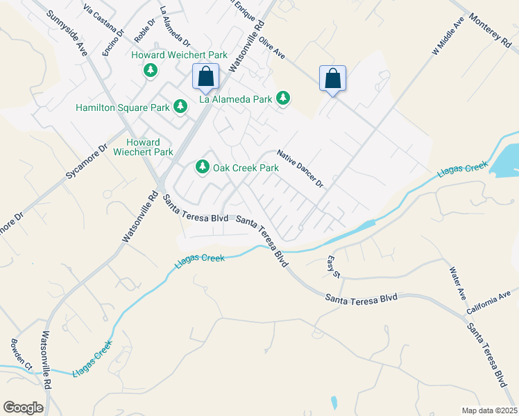map of restaurants, bars, coffee shops, grocery stores, and more near 199 Leisure Drive in Morgan Hill