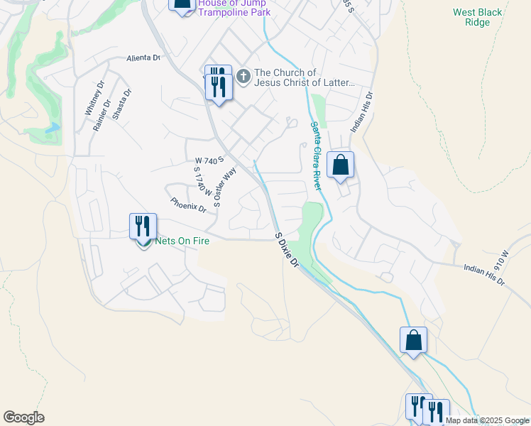 map of restaurants, bars, coffee shops, grocery stores, and more near 810 South Dixie Drive in St. George