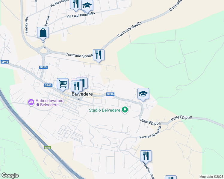 map of restaurants, bars, coffee shops, grocery stores, and more near 11 Via Giovanna d'Arco in Belvedere