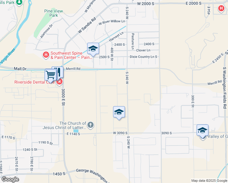 map of restaurants, bars, coffee shops, grocery stores, and more near 2744 Leaf Lane in Washington
