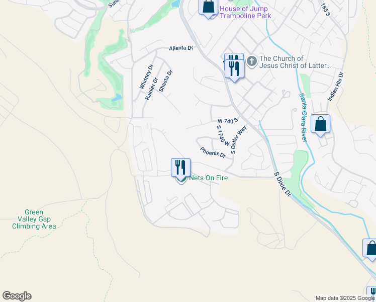 map of restaurants, bars, coffee shops, grocery stores, and more near 860 South Village Road in St. George