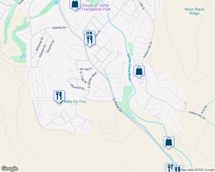 map of restaurants, bars, coffee shops, grocery stores, and more near 810 South Dixie Drive in St. George