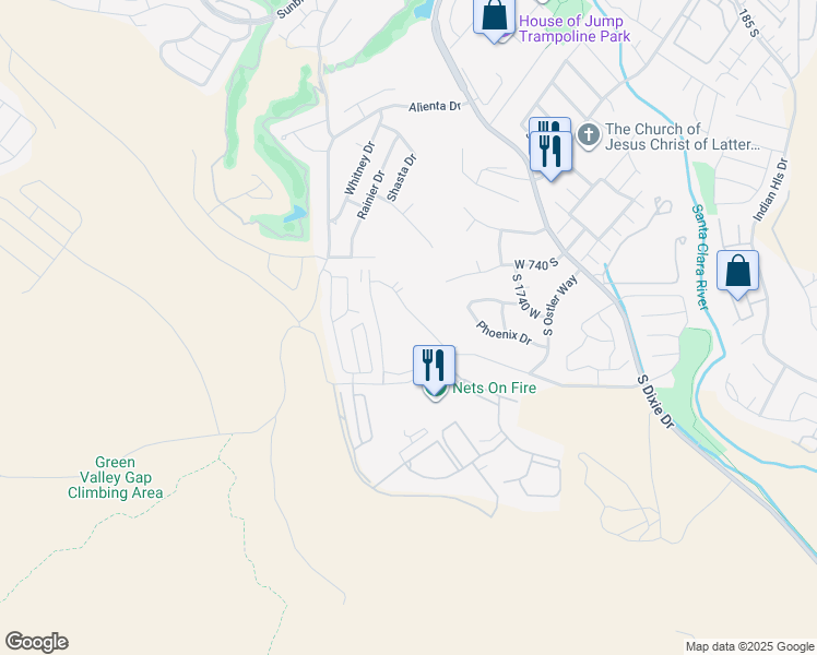 map of restaurants, bars, coffee shops, grocery stores, and more near 860 South Village Road in Saint George