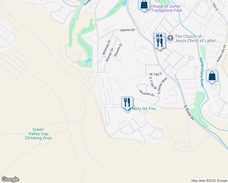 map of restaurants, bars, coffee shops, grocery stores, and more near 860 South Village Road in St. George