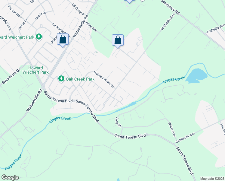 map of restaurants, bars, coffee shops, grocery stores, and more near 805 W Middle Ave in Morgan Hill