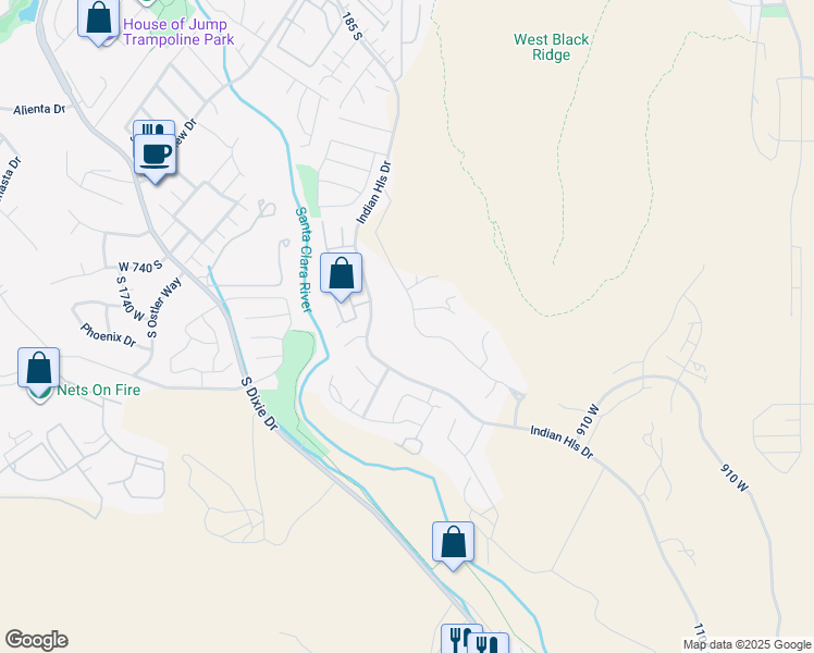 map of restaurants, bars, coffee shops, grocery stores, and more near 852 Cresole Drive in St. George