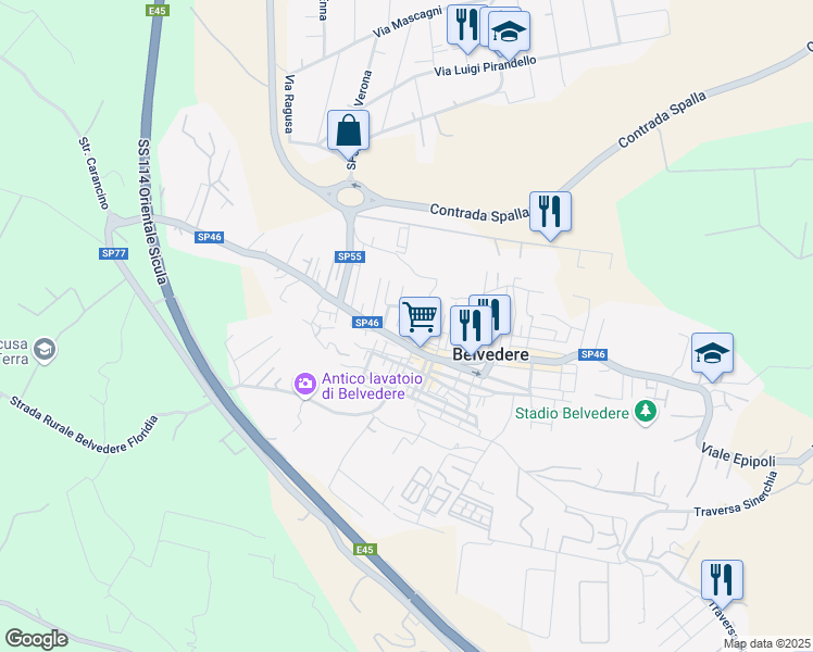 map of restaurants, bars, coffee shops, grocery stores, and more near 39 Via Volturno in Belvedere