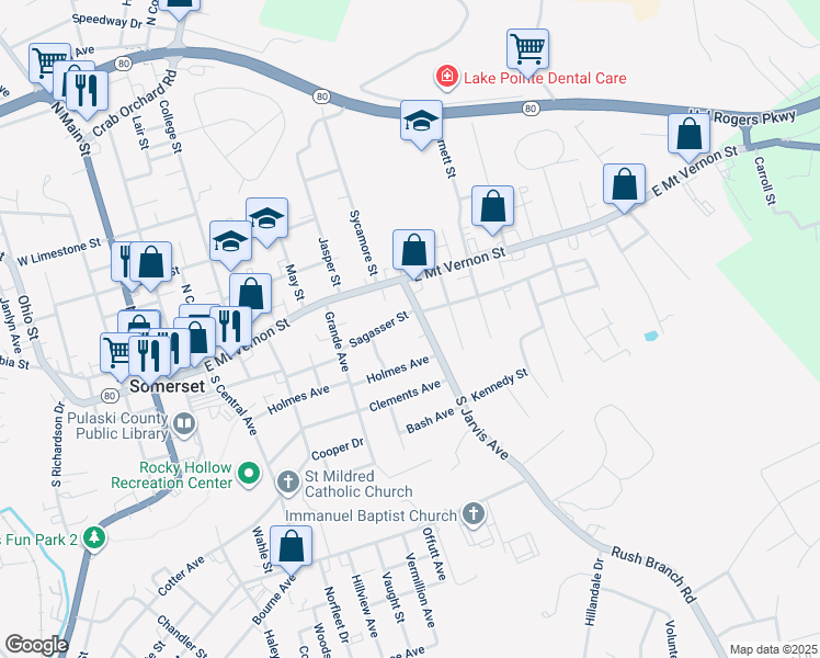 map of restaurants, bars, coffee shops, grocery stores, and more near 200-298 South Jarvis Avenue in Somerset