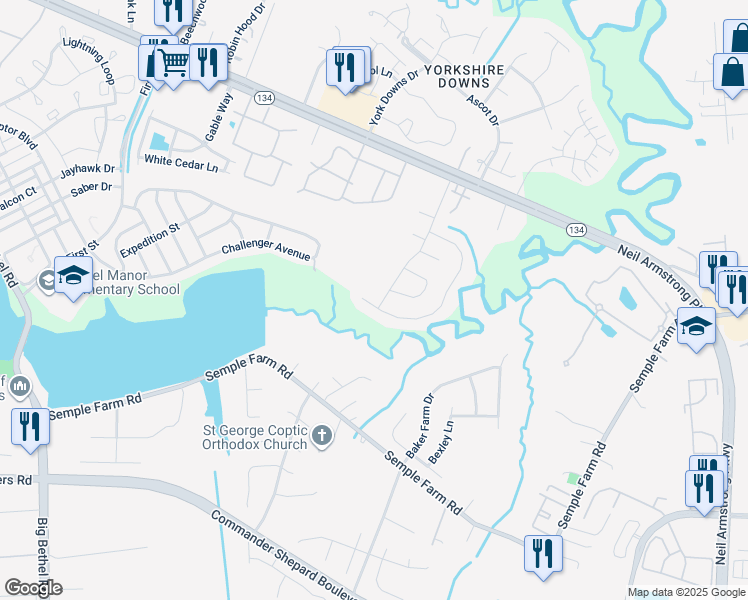 map of restaurants, bars, coffee shops, grocery stores, and more near 330 Cattail Lane in Yorktown
