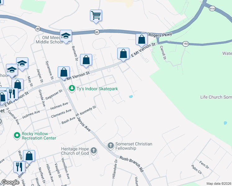 map of restaurants, bars, coffee shops, grocery stores, and more near 19 Driftwood Circle in Somerset