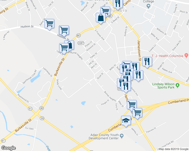 map of restaurants, bars, coffee shops, grocery stores, and more near 469 Bomar Heights in Columbia