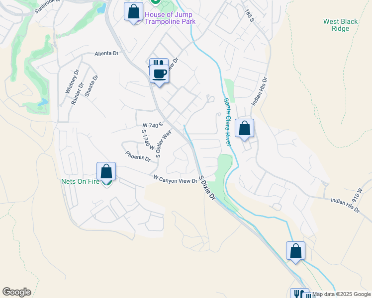 map of restaurants, bars, coffee shops, grocery stores, and more near 810 South Dixie Drive in Saint George