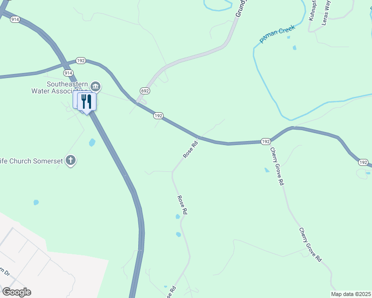 map of restaurants, bars, coffee shops, grocery stores, and more near 1201-1299 Highway 192 in Somerset