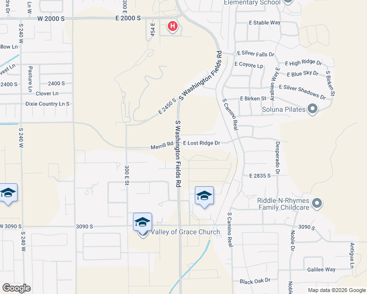 map of restaurants, bars, coffee shops, grocery stores, and more near 586 Lost Ridge Drive in Washington