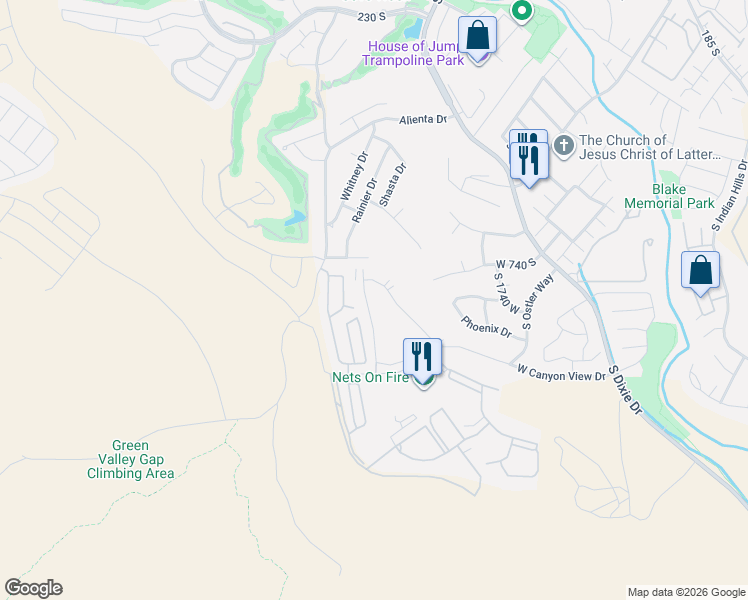 map of restaurants, bars, coffee shops, grocery stores, and more near 860 South Village Road in St. George