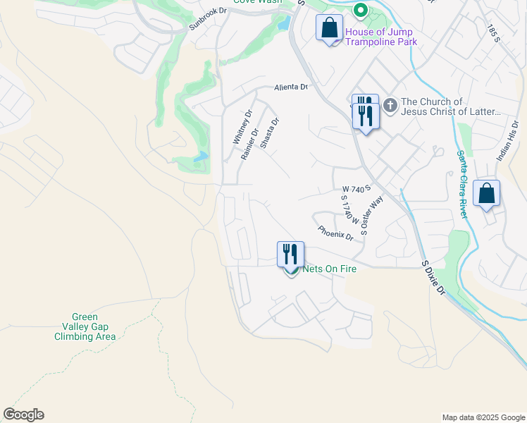 map of restaurants, bars, coffee shops, grocery stores, and more near 860 South Village Road in St. George