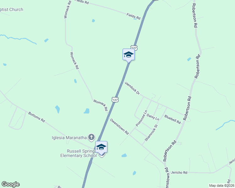 map of restaurants, bars, coffee shops, grocery stores, and more near in Russell Springs