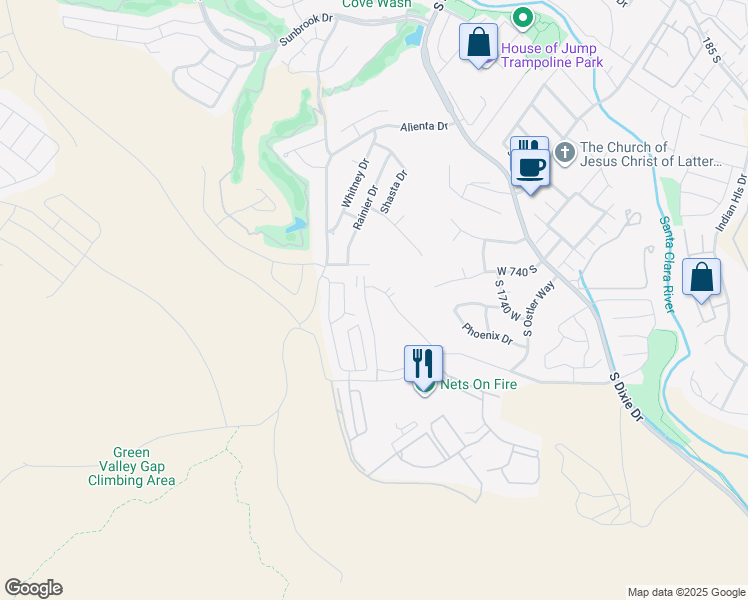 map of restaurants, bars, coffee shops, grocery stores, and more near 860 South Village Road in St. George