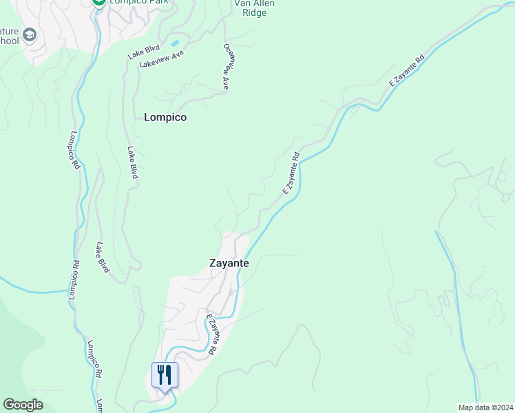 map of restaurants, bars, coffee shops, grocery stores, and more near 10157 East Zayante Road in Felton
