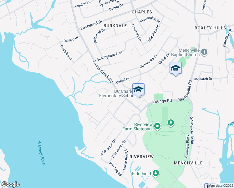 map of restaurants, bars, coffee shops, grocery stores, and more near 27 Lucas Creek Road in Newport News