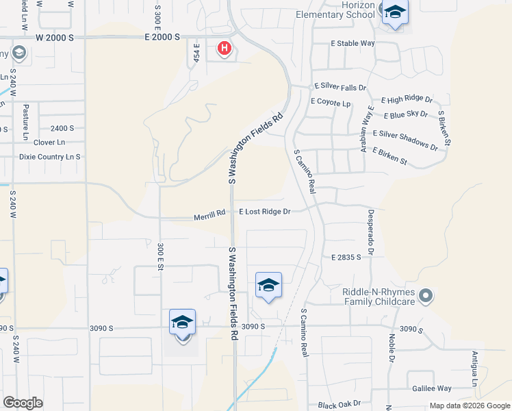 map of restaurants, bars, coffee shops, grocery stores, and more near 615 Lost Ridge Drive in Washington