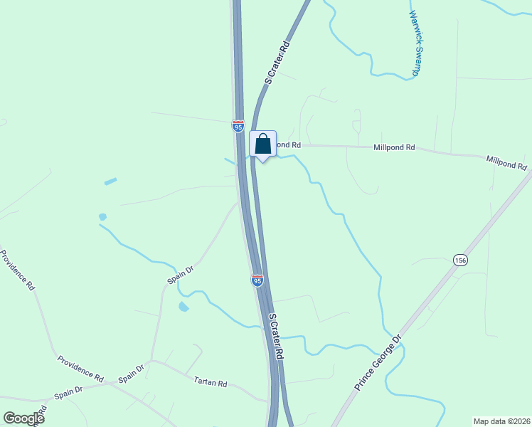map of restaurants, bars, coffee shops, grocery stores, and more near 15801 South Crater Road in Petersburg