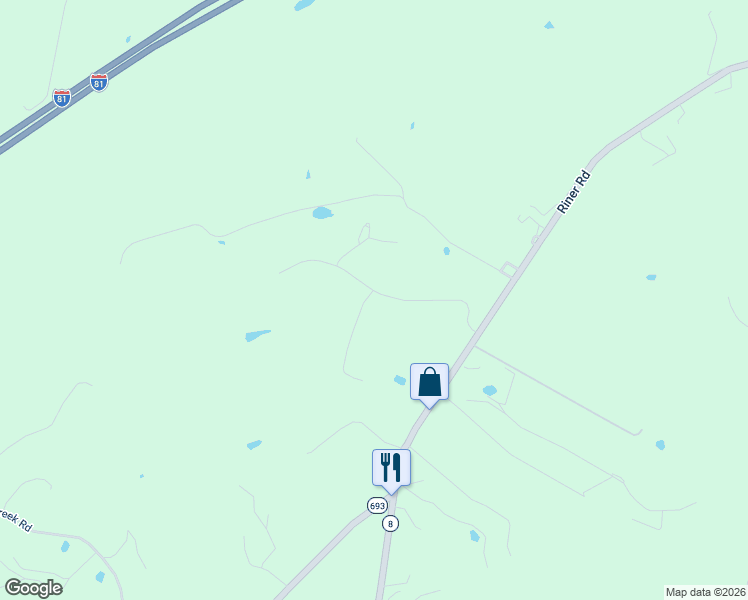 map of restaurants, bars, coffee shops, grocery stores, and more near 2025 Wetherburn Road in Christiansburg