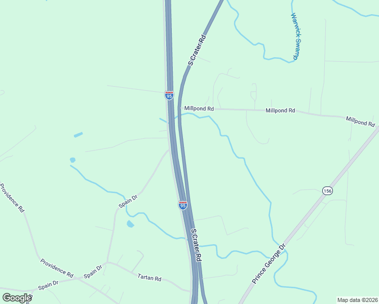 map of restaurants, bars, coffee shops, grocery stores, and more near 15801 South Crater Road in Petersburg