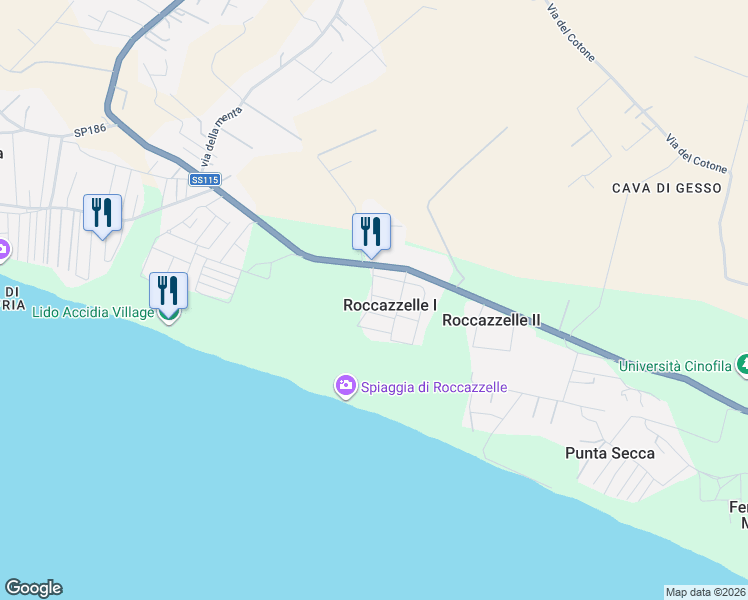 map of restaurants, bars, coffee shops, grocery stores, and more near 7 via delle Mele in Roccazzelle I