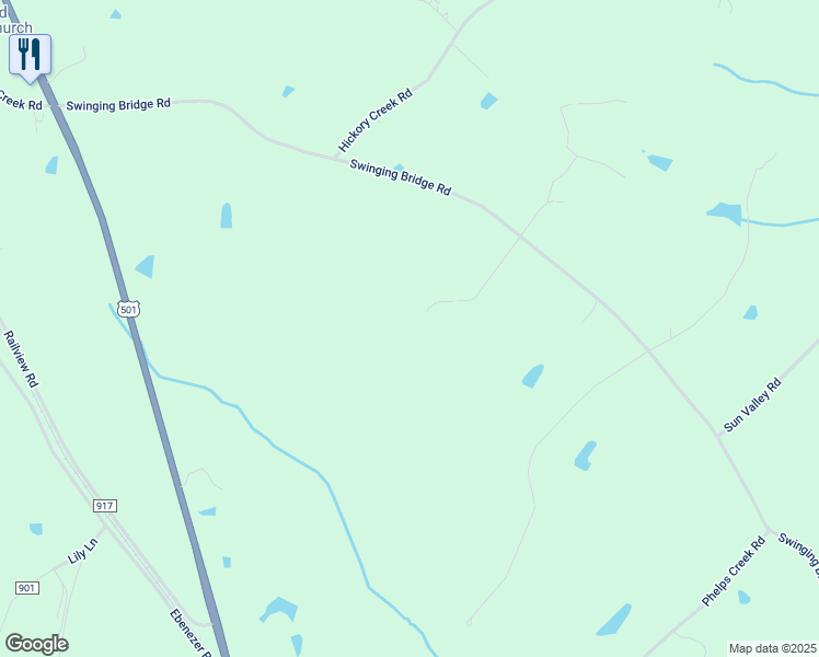 map of restaurants, bars, coffee shops, grocery stores, and more near 1071 Swinging Bridge Road in Gladys