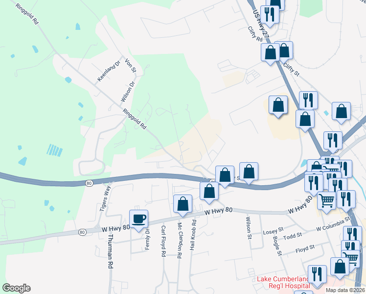 map of restaurants, bars, coffee shops, grocery stores, and more near 82 McLin Road in Somerset