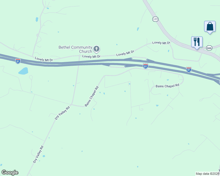 map of restaurants, bars, coffee shops, grocery stores, and more near 4000-4200 Whistler Road in Radford
