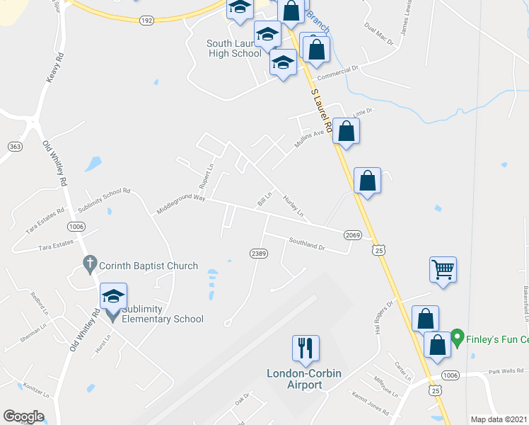 map of restaurants, bars, coffee shops, grocery stores, and more near 366 Sublimity School Road in London