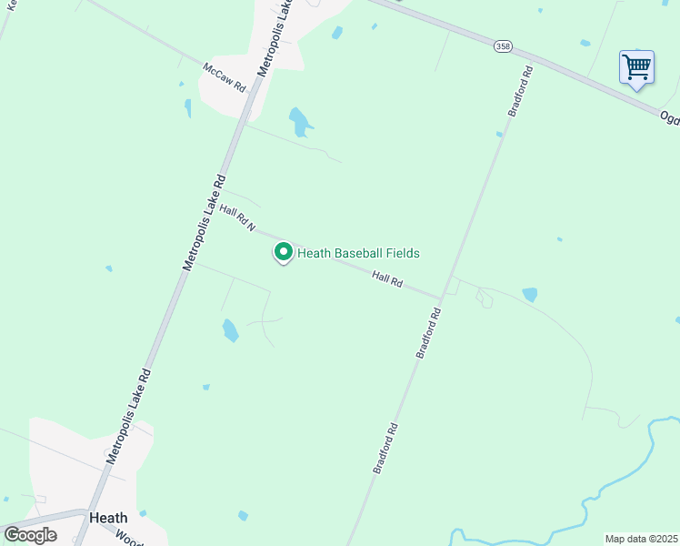 map of restaurants, bars, coffee shops, grocery stores, and more near 9297-9999 Hall Road in West Paducah