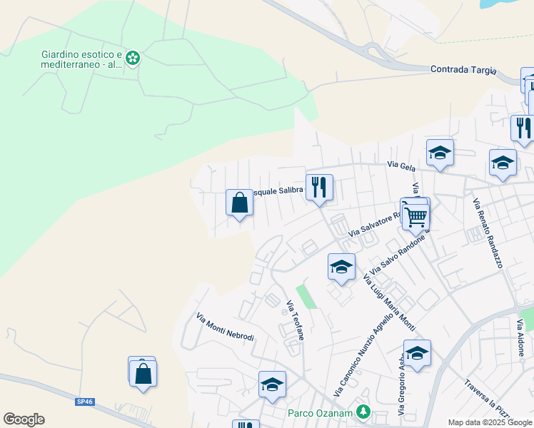 map of restaurants, bars, coffee shops, grocery stores, and more near 67b Via Pasquale Salibra in Siracusa