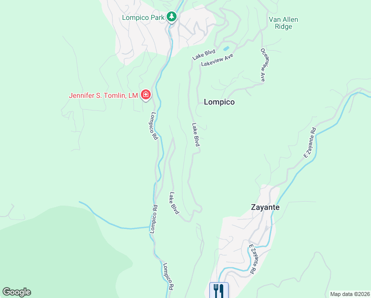 map of restaurants, bars, coffee shops, grocery stores, and more near Visitar Street in Lompico