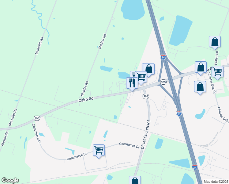 map of restaurants, bars, coffee shops, grocery stores, and more near 5535 Cairo Rd in Paducah