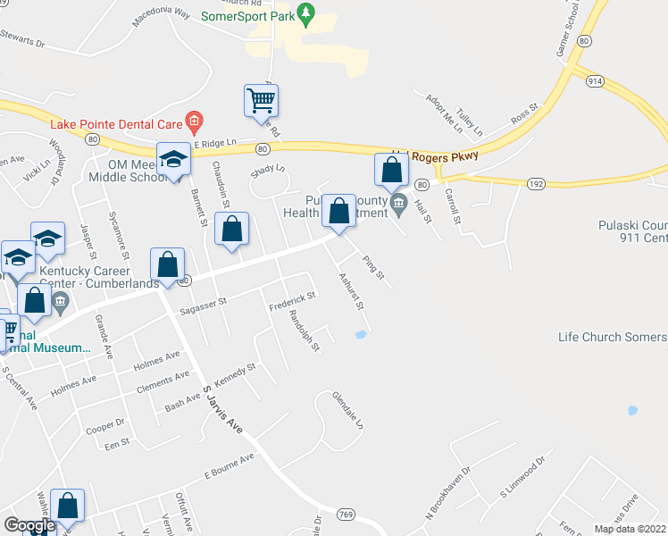 map of restaurants, bars, coffee shops, grocery stores, and more near 111 Ashurst Street in Somerset