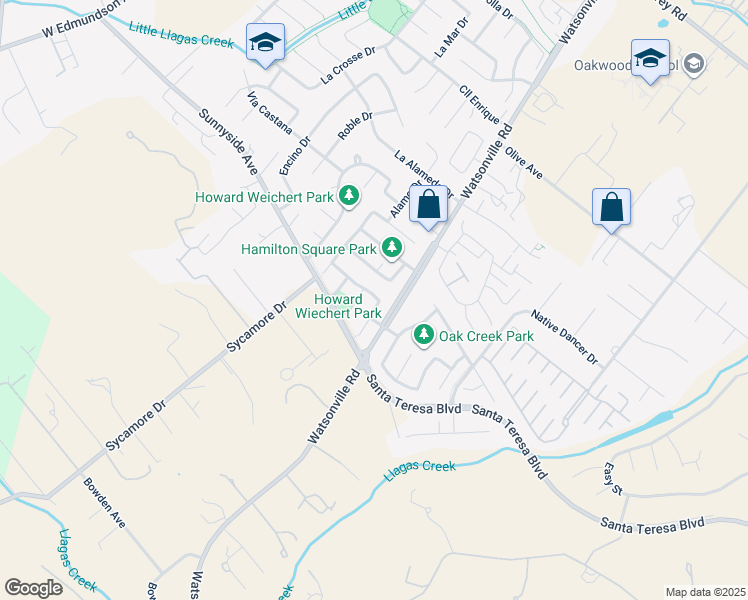 map of restaurants, bars, coffee shops, grocery stores, and more near 15145 Bellini Way in Morgan Hill
