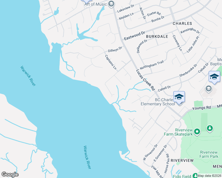 map of restaurants, bars, coffee shops, grocery stores, and more near 14 Digges Drive in Newport News